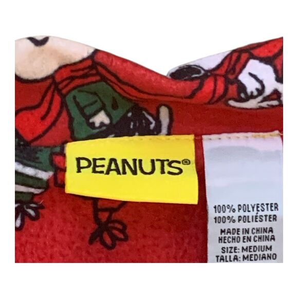 Peanuts Pajama Shirt Mens LG Snoopy Charlie Brown V-Neck Flannel Long Sleeves - Picture 10 of 12